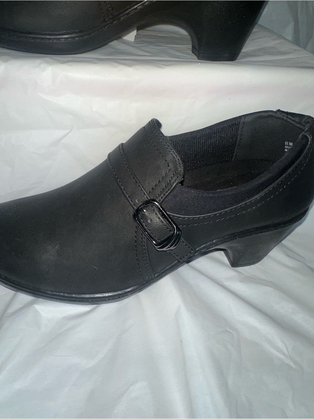Women’s Black Slip-On Low Heel Shoes. Easy street comfort wave. - Picture 4 of 5